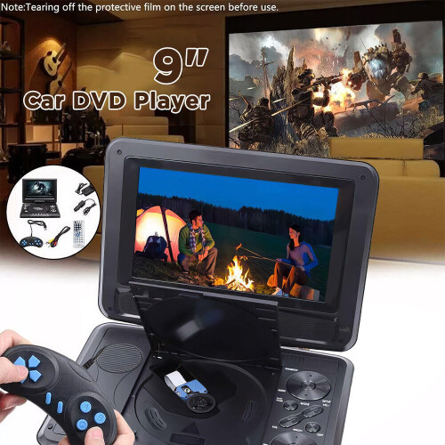 Portabl DVD Player with 9" Large HD Swivel Screen DVD CD TV Format USB SD Remote 1