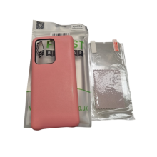 Leather PU Back case with Screen Protector for Samsung S20 Ultra PINK