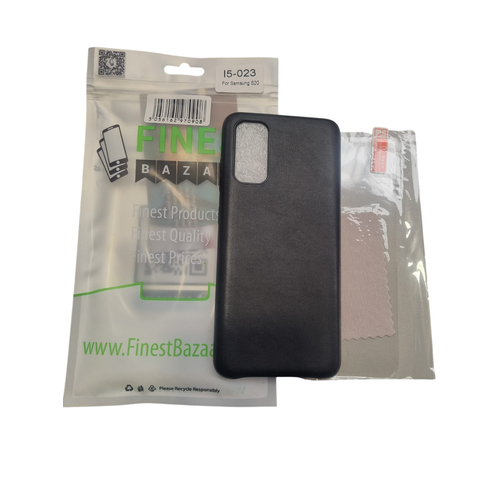 Leather Effect Back Samsung S20 Black Phone Case