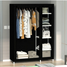 Portable Wardrobe Shelves for Storage, BLACK Canvas