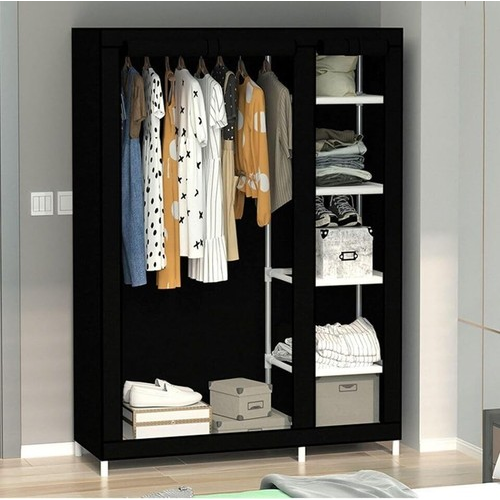 Portable Wardrobe Shelves for Storage, BLACK Canvas