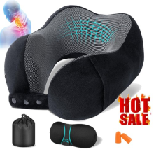 Travel Pillow Memory Foam Neck cushion U-shaped Set+Eye Mask+Ear Plugs+Carry Bag