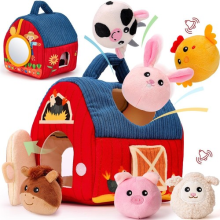 Plush Toy Set With 6 Animals House Montessori Sensory Toy Kit For Children
