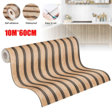 3D Wood Grain Panel Effect Wallpaper Stick Self-Adhesive Wood Slat Wall Paper UK