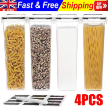 4PCS 2.8L Pasta Canister Spaghetti Container Kitchen Storage Jar Pasta Tub Clear