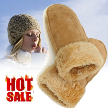 Lady Thermal Mittens Soft Warm Winter Gloves Anti-Freeze Connect fingers Thicken