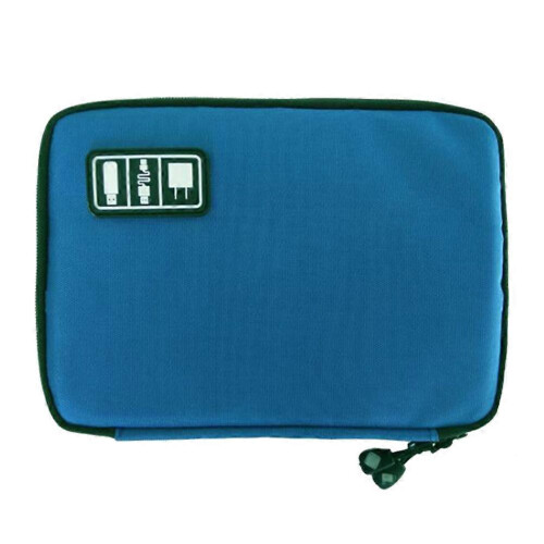 Durable Travel Digital Pouch Organizer for Electronics 2Pcs Blue Waterproof Cable Sack