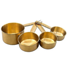 Ensemble de 4 cuillères doseuses dorées, antirouille et anti-rayures, de qualité alimentaire, pour boulangers et chefs.
