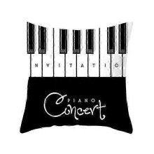 Fronhas com estampa de teclas de piano em preto e branco, conjunto de 2 peças, confeccionadas em puro algodão e poliéster.