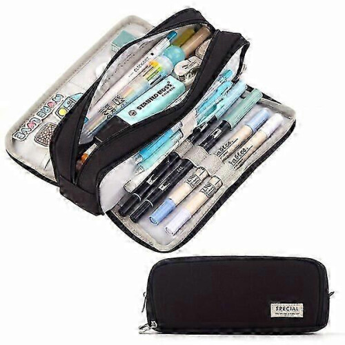 Durable Oxford Cloth Pencil Case with Three-layer Design and Multi-compartment for Stationery Storage 1