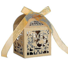 Sturdy 100x Wedding Souvenir Wedding Favor Boxes for Wedding Party Decor--Beige Gold
