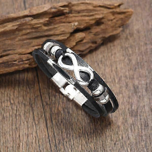 Pulseira masculina de couro, 20,5 cm de comprimento, couro resistente com fivela. 2