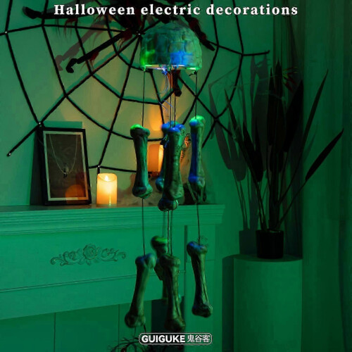 Skull Wind Chime, HL - H913, Electronically Induced Colorful Vibrating and Glowing 2