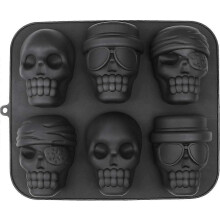 Lot de 6 moules à muffins en silicone en forme de crâne - 32 x 27 cm - Noir