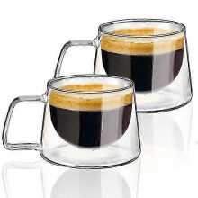 Deux tasses à café double paroi de 200 ml, conservant le froid et le chaud.