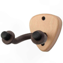 Gitarrenwandhalterung mit Holzsockel und Plektrumschlitz, geeignet für Akustikgitarren, E-Gitarren, Bässe und Banjos