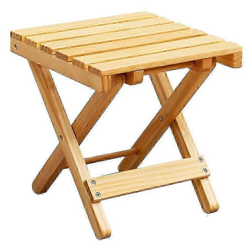Durable Wood Small Square Folding Side Table Portable Beach Table Wine Table Stool-28X26cm-Light Yellow