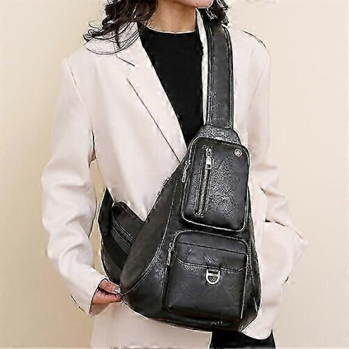 Bolsa transversal resistente e de grande capacidade, feita de material PU impermeável, com design multifuncional. 1