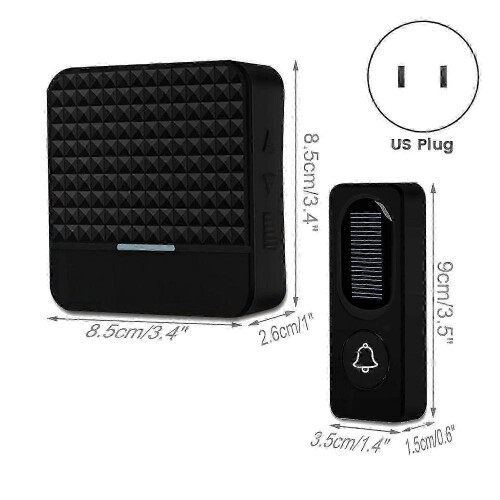 Efficient Wireless Solar Doorbell, IP65 Waterproof 300M, US Plug 1