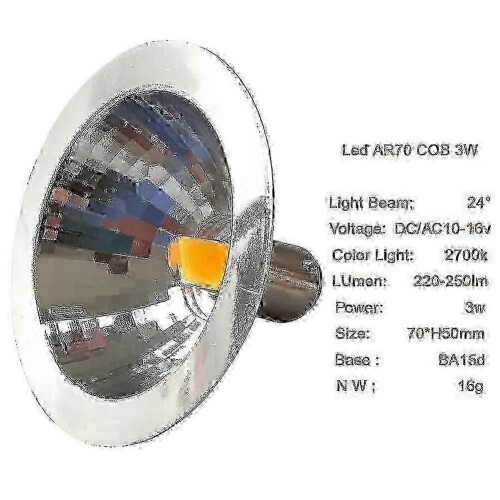 Lâmpada LED AR70 com Refletor 3W BA15D 12V 2700K Ângulo de Feixe de 24 (Pacote com 2) 2
