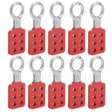 Conjunto de 10 cadeados de segurança de alumínio vermelho com 6 furos, 25 mm/1,0 pol., para indústrias química, elétrica, de petróleo e carvão.