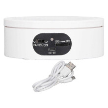 Rotating Display Stand 5.5lb Load Capacity 360 Degree Photography Turntable Plug in Battery Knob Speed Control White 16cm/6.3in