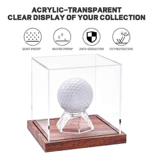 Caixa de armazenamento de bolas de golfe durável com base em acrílico e madeira, resistente a arranhões e resistente. 2