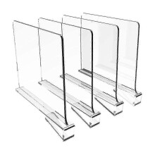 Lot de 4 séparateurs d'étagères pour l'organisation de placards, séparateurs d'étagères en bois transparent pour armoires de cuisine, lot
