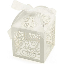 Confezione da 100 scatoline per bomboniere da matrimonio, piccole scatole regalo per caramelle e feste, con taglio laser e design in pizzo.