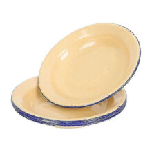 Emaillierter Speiseteller, 4-teiliges Set, gelb, 16 x 16 x 2,5 cm, geeignet für Restaurants und Picknicks