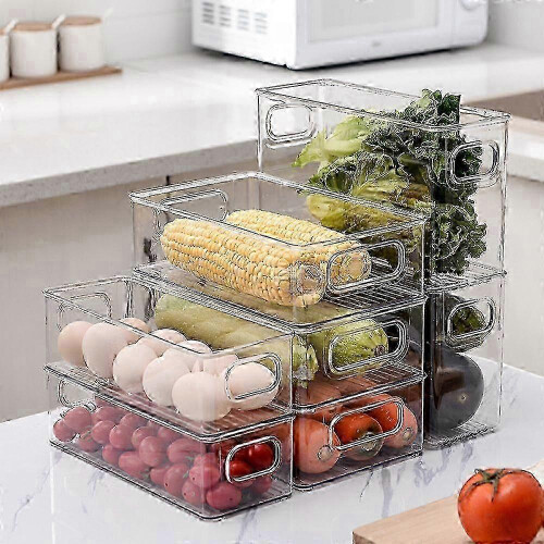 2 Pack Storage Box Transparent Plastic Fresh-keeping Box Transparent Box Refrigerator Fresh-keeping Storage Box 1
