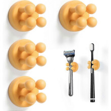 Toothbrush Holder-4 Pcs Toothbrush Holders for Bathroom,Multi-Function Hook Waterproof Self Adhesive Single Toothbrush