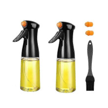 Spruzzatore per olio d'oliva per cucinare, ugello girevole, spruzzatore per olio d'oliva da 230 ml, dispenser per aceto con spazzola.