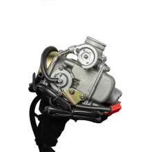 Carburador eficiente para motocicleta, adequado para motor GY6 125cc, baixo consumo de combustível e alta potência.