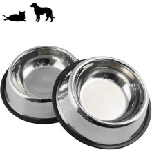 Kit of 2 Non-Slip Stainless Steel Bowls with Rubber Base, Pet Bowls and Water Bowls 8.5