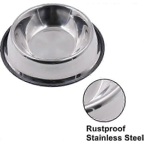 Conjunto de 2 tigelas antiderrapantes de aço inoxidável com base de borracha, ideais para animais de estimação e para água (8,5 polegadas). 1