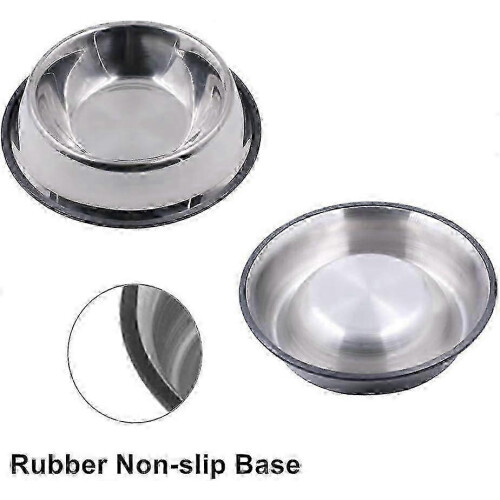 Conjunto de 2 tigelas antiderrapantes de aço inoxidável com base de borracha, ideais para animais de estimação e para água (8,5 polegadas). 2