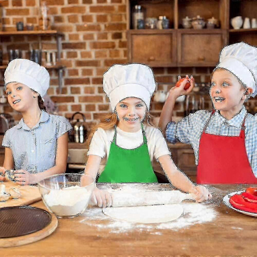 Reliable Children's Cooking Aprons, 5-piece Kit Adjustable, Multi-colored with Practical Pockets 1