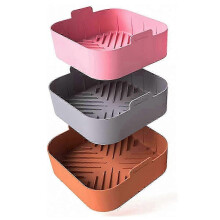Efficient Air Fryer Silicone Liners Square Airfryer Liners 8.2inch Air Fryer Pot for 4-8 QT Air Fryer Bas-As Shown 3 Pieces