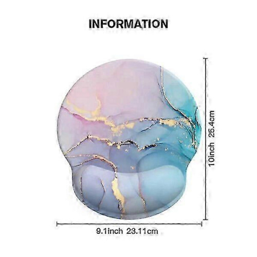 Round Mouse Cushion Powder Blue Gradient Marble Pattern, Ergonomic Design 2
