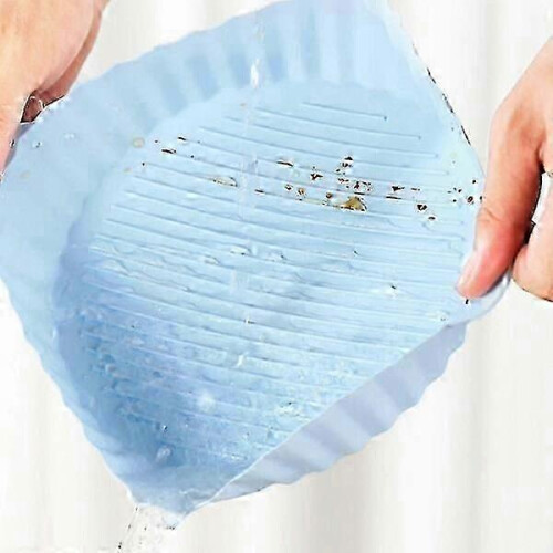 Wiederverwendbare Silikonform für Heißluftfritteuse, Silikonschüssel für Heißluftfritteuse, Grau-Blau 2