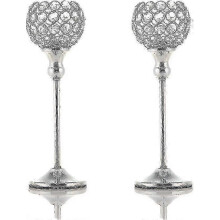 Portacandele o candelabri in cristallo argentato per centrotavola di matrimoni, anniversari, cene del Ringraziamento e regali, già assemblati.