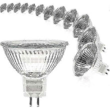 Lâmpada MR16 Spot Leve 12V 20W GU5.3 Dimerizável 2 Pinos Halógena Branco Quente 2700K Pacote com 12 (MR16-20W-12P)