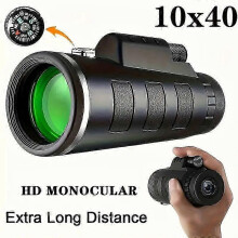 Telescópio monocular portátil confiável de alta definição 10x com visão noturna e bússola.