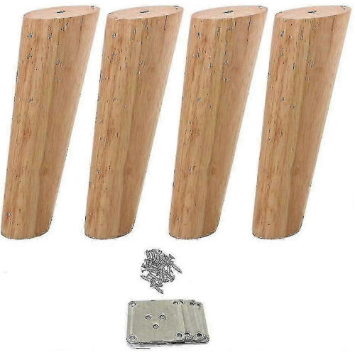 Conjunto de 4 pés de sofá cônicos de madeira maciça duráveis de 7 polegadas.