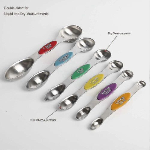 Magnetic Measuring Spoons Kit Stainless Steel Stackable Double Ended Teaspoons Gift 1