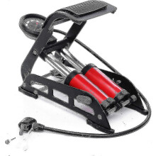 Bike Pump 160 Psi Dual Piston Foot Pump with Compatible with Mini Gauge for Road, Mountain and Bmx Fit Presta & Schrader Valves
