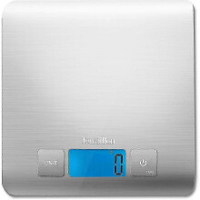 Balance de cuisine performante, tare, conversions de liquides, ultra-précise, capacité 5 kg, carrée, en acier inoxydable, argentée