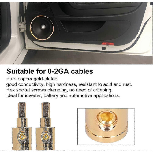 0ga Gold Plated Copper Cord Reducer for Auto Audio Amplifier (2PCS) 1