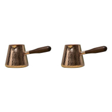 2X 500 Ml Latte-Krug Aus Reinem Kupfer, Milchkännchen mit Holzgriff, Kessel, Hammer, Handgefertigtes Trinkgeschirr, Geschirr